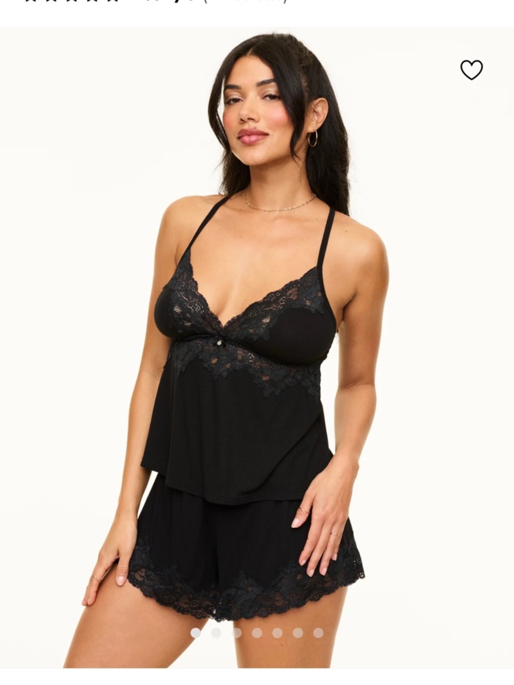 Adore Me Black Lace-Trim Sleep Cami & Shorts Set